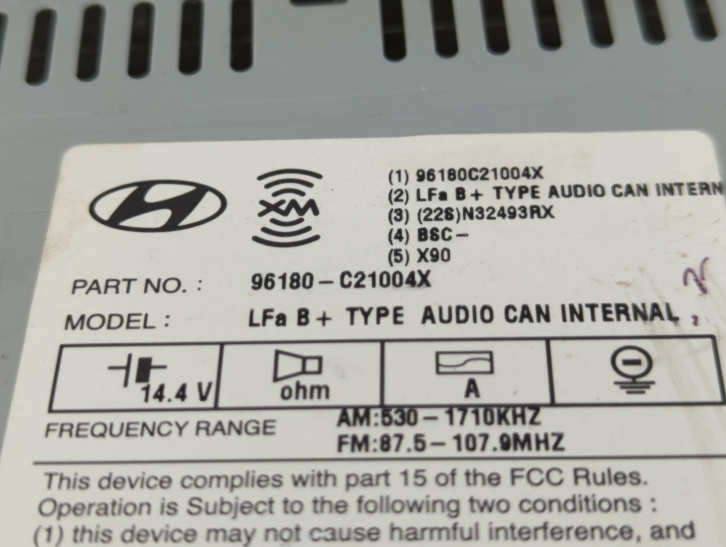 2015-2017 Hyundai Sonata Radio AM FM Cd Player Receiver Replacement P/N:96180-C20004X Fits Fits 2015 2016 2017 OEM Used Auto
