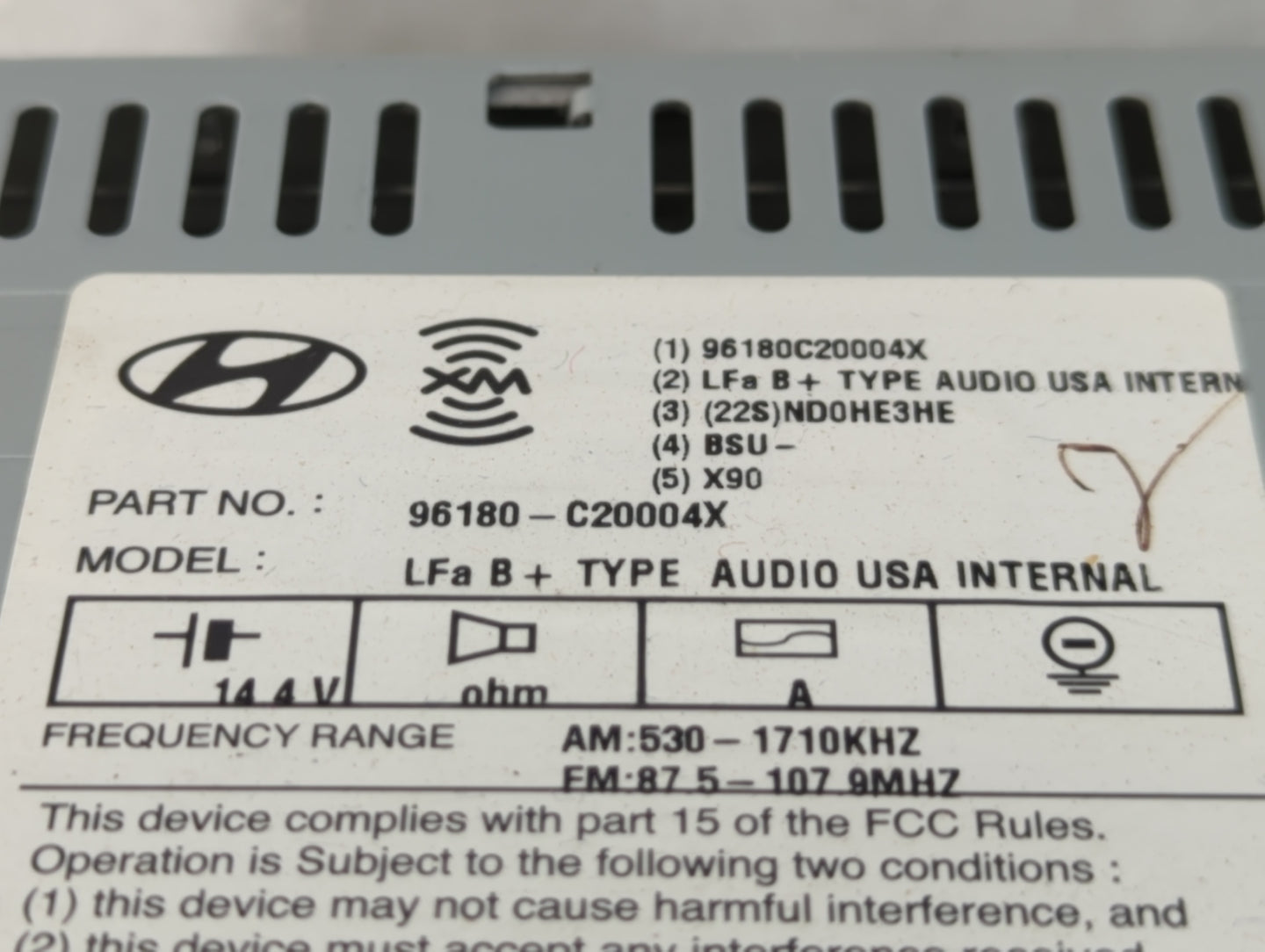 2015-2017 Hyundai Sonata Radio AM FM Cd Player Receiver Replacement P/N:96180-C20004X Fits Fits 2015 2016 2017 OEM Used Auto