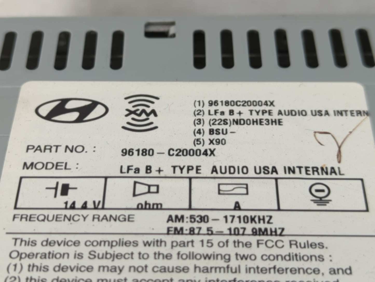 2015-2017 Hyundai Sonata Radio AM FM Cd Player Receiver Replacement P/N:96180-C20004X Fits Fits 2015 2016 2017 OEM Used Auto