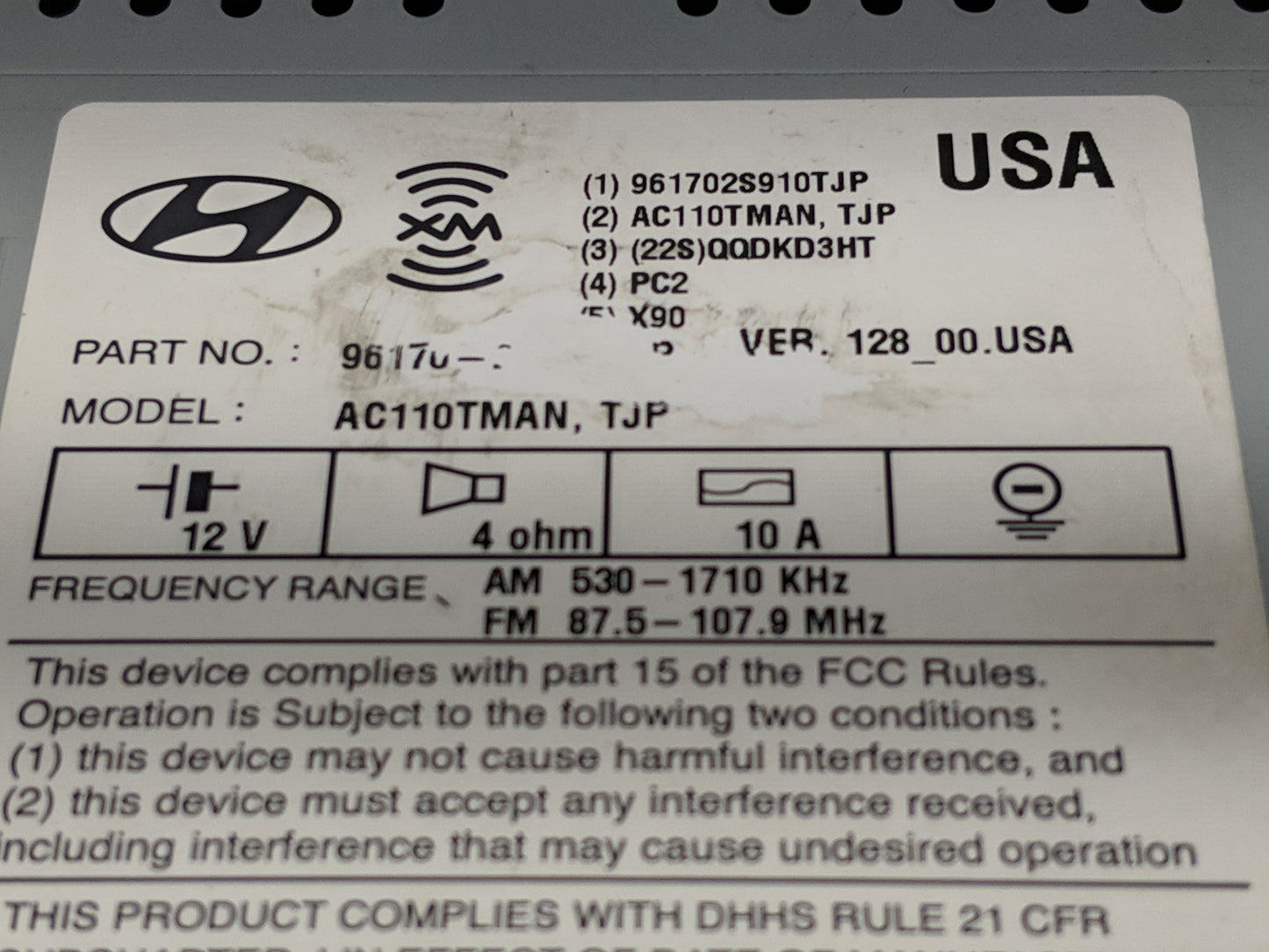 2014-2015 Hyundai Tucson Radio AM FM Cd Player Receiver Replacement Fits Fits 2014 2015 OEM Used Auto Parts - Oemusedautopar