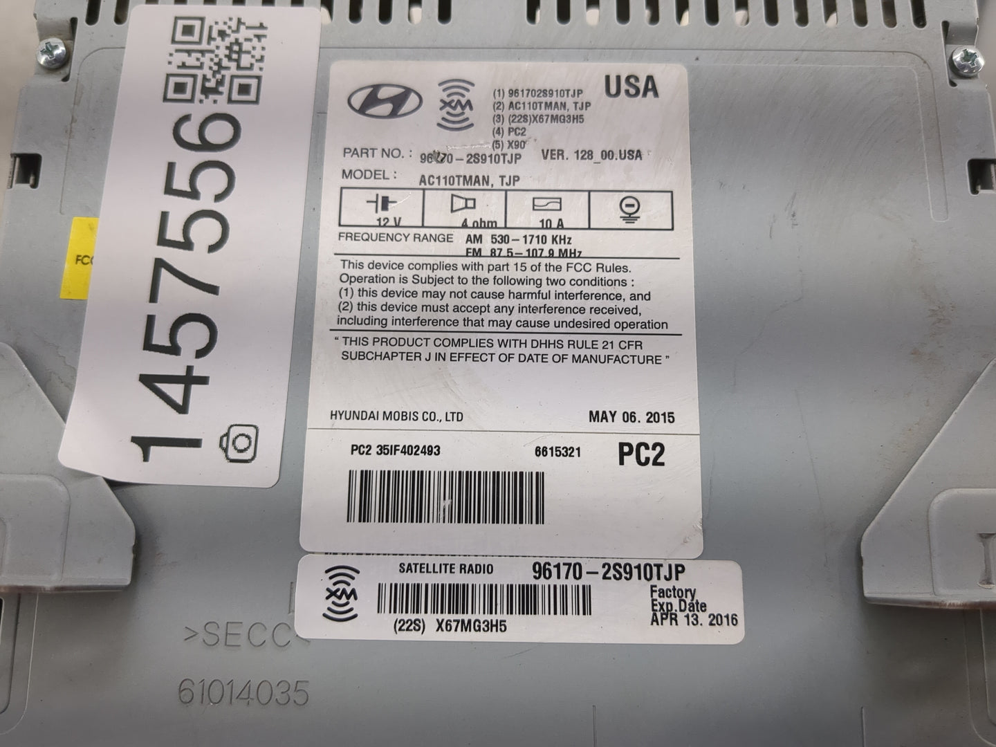 2014-2015 Hyundai Tucson Radio AM FM Cd Player Receiver Replacement P/N:96170-2S910TJP AC110TMAN Fits Fits 2014 2015 OEM Use