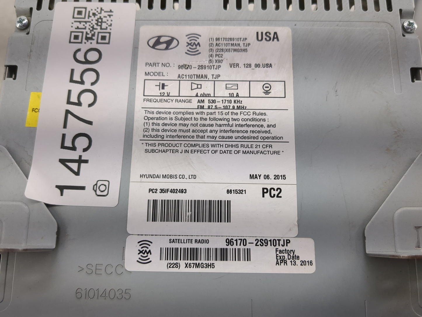 2014-2015 Hyundai Tucson Radio AM FM Cd Player Receiver Replacement P/N:96170-2S910TJP AC110TMAN Fits Fits 2014 2015 OEM Use