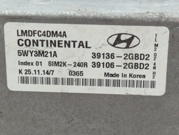 2014-2015 Hyundai Tucson PCM Engine Control Computer ECU ECM PCU OEM P/N:39136-2GBD2 39106-2GBD2 Fits Fits 2014 2015 OEM Used Auto Parts