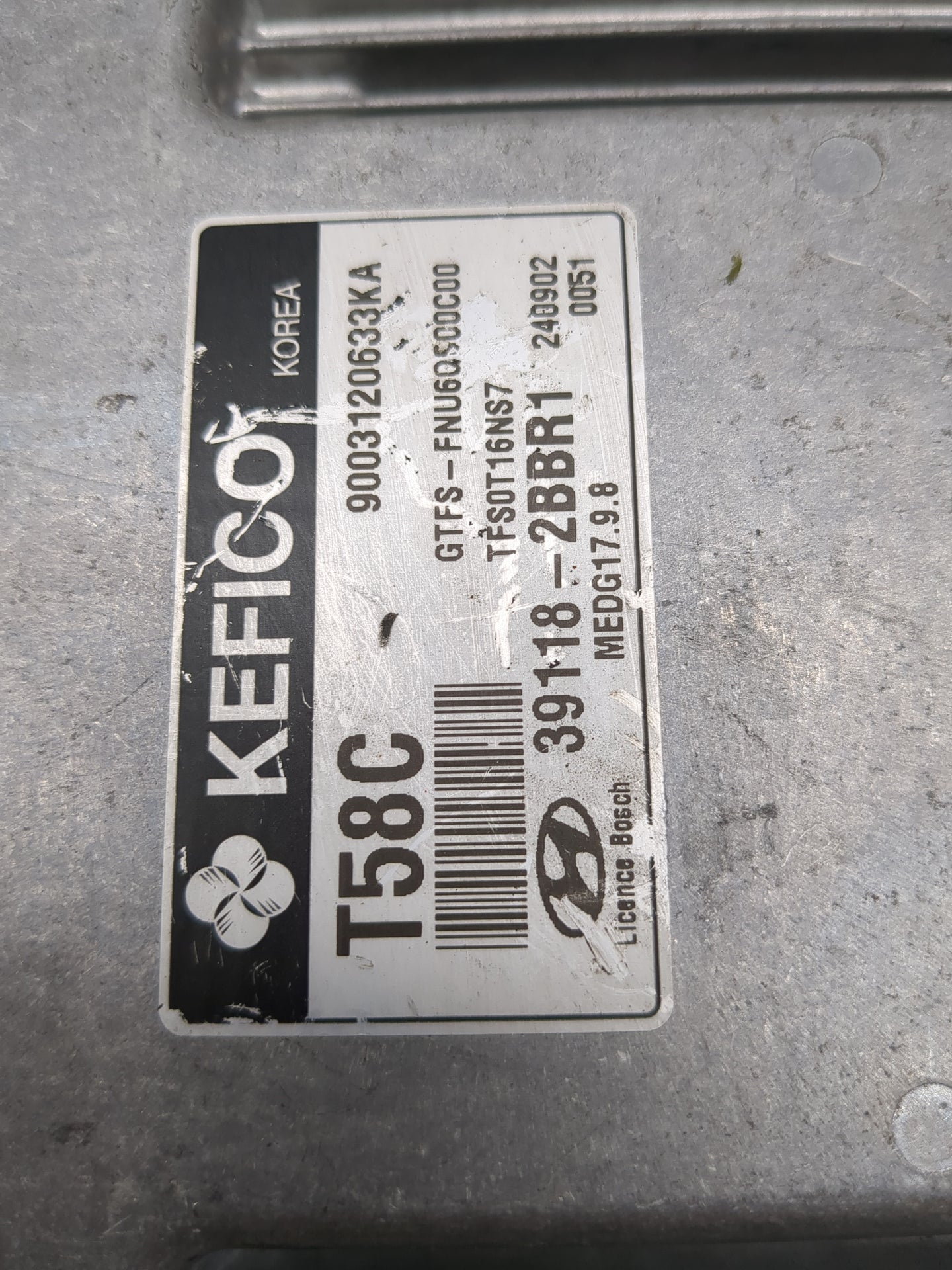 2015 Hyundai Veloster PCM Engine Control Computer ECU ECM PCU OEM P/N:39118-2BBR1 9003120633KA, MEDG17.9.8 Fits OEM Used Aut
