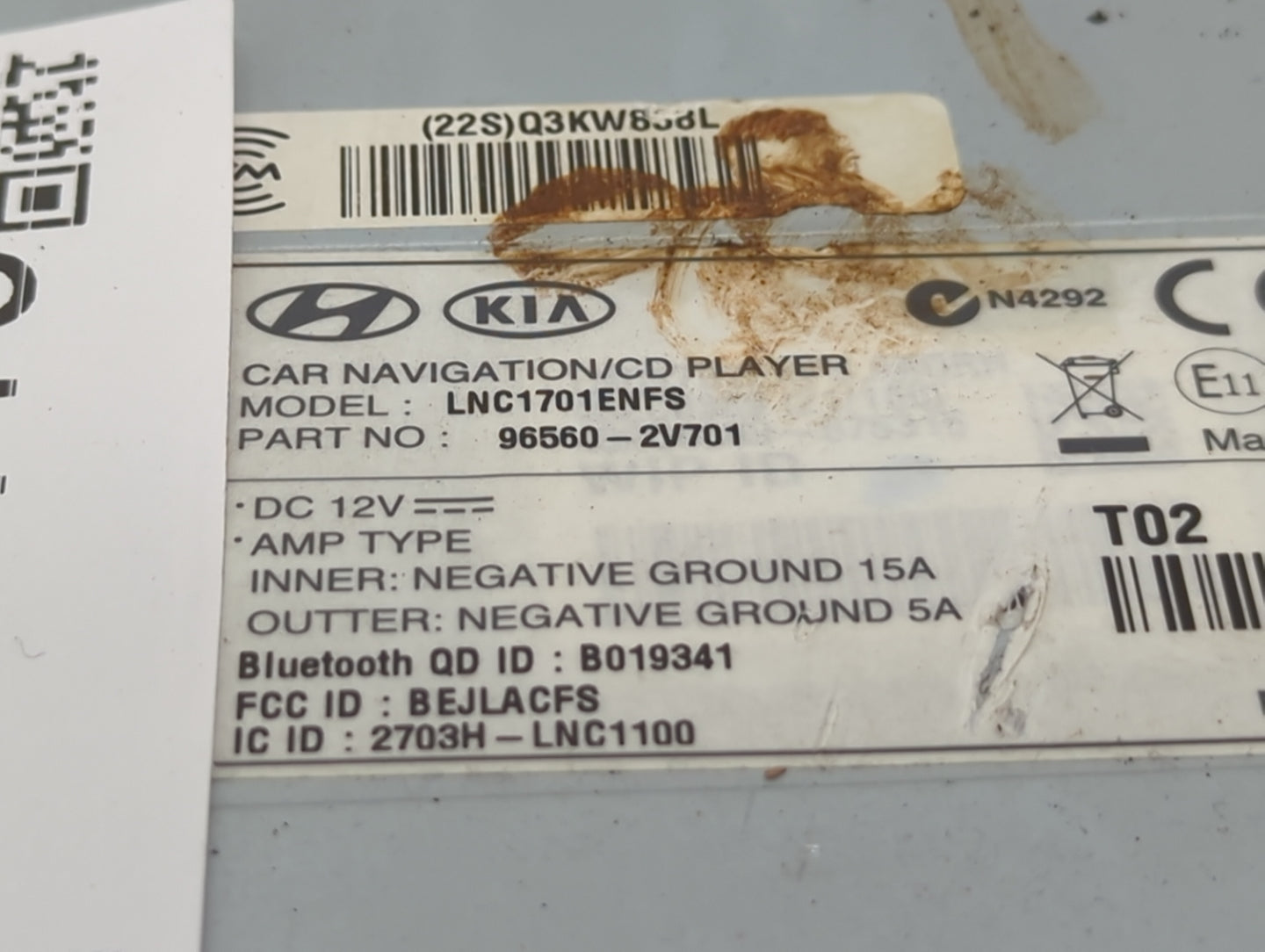 2012-2015 Hyundai Veloster Radio AM FM Cd Player Receiver Replacement P/N:96560-2V701 Fits Fits 2012 2013 2014 2015 OEM Used