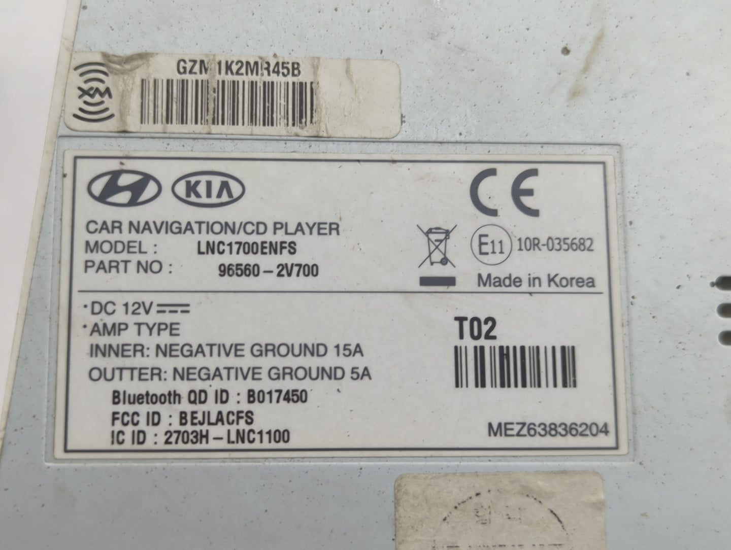 2012-2015 Hyundai Veloster Radio AM FM Cd Player Receiver Replacement P/N:96560-2V700 Fits Fits 2012 2013 2014 2015 OEM Used