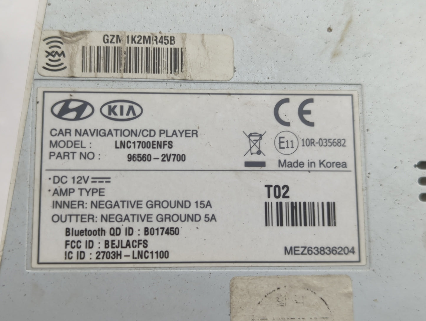 2012-2015 Hyundai Veloster Radio AM FM Cd Player Receiver Replacement P/N:96560-2V700 Fits Fits 2012 2013 2014 2015 OEM Used