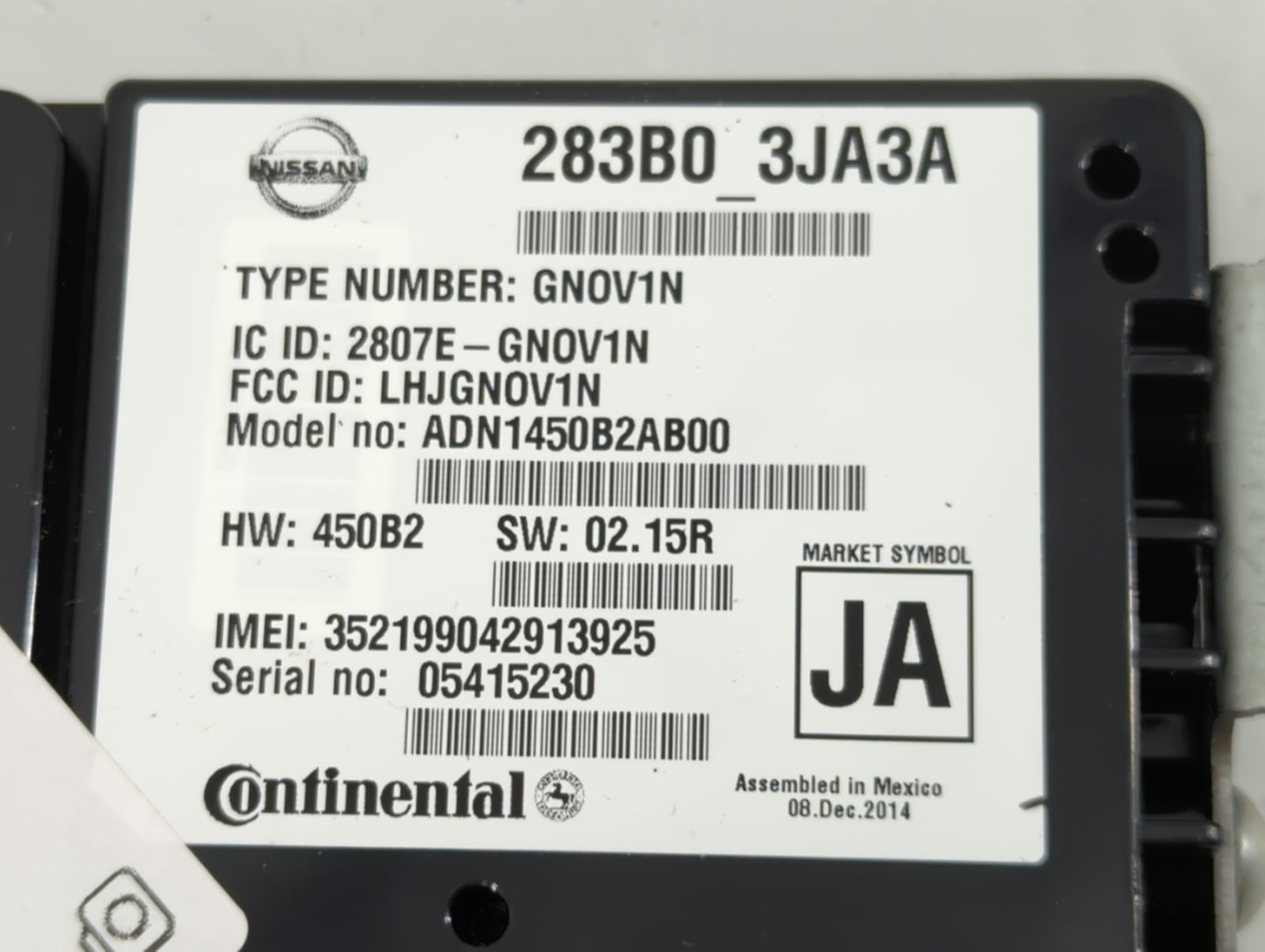 2015-2015 Infiniti Q50 Telematics Control Module 283b0 3ja3a - Oemusedautoparts1.com