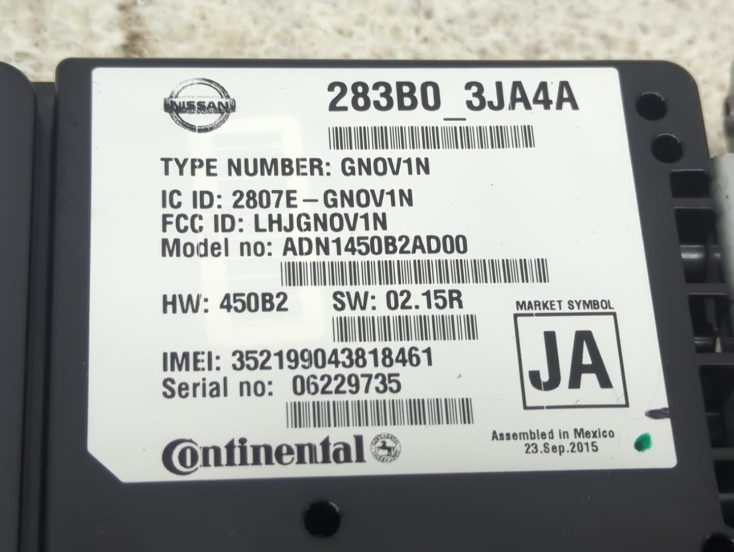 2014-2019 Infiniti Q50 Communication Control Module 283b0 3ja4a - Oemusedautoparts1.com
