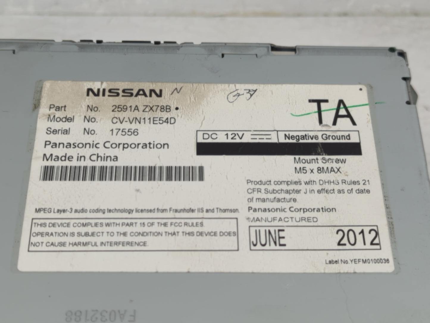 2014-2015 Infiniti Q60 Radio AM FM Cd Player Receiver Replacement P/N:2591A ZX78B Fits Fits 2010 2011 2012 2013 2014 2015 OE
