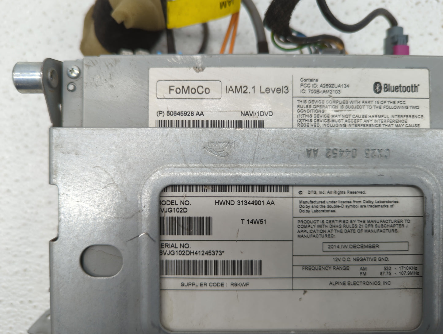 2014-2015 Jaguar Xf Radio AM FM Cd Player Receiver Replacement P/N:HWND 31344901 AA Fits Fits 2014 2015 2016 OEM Used Auto P