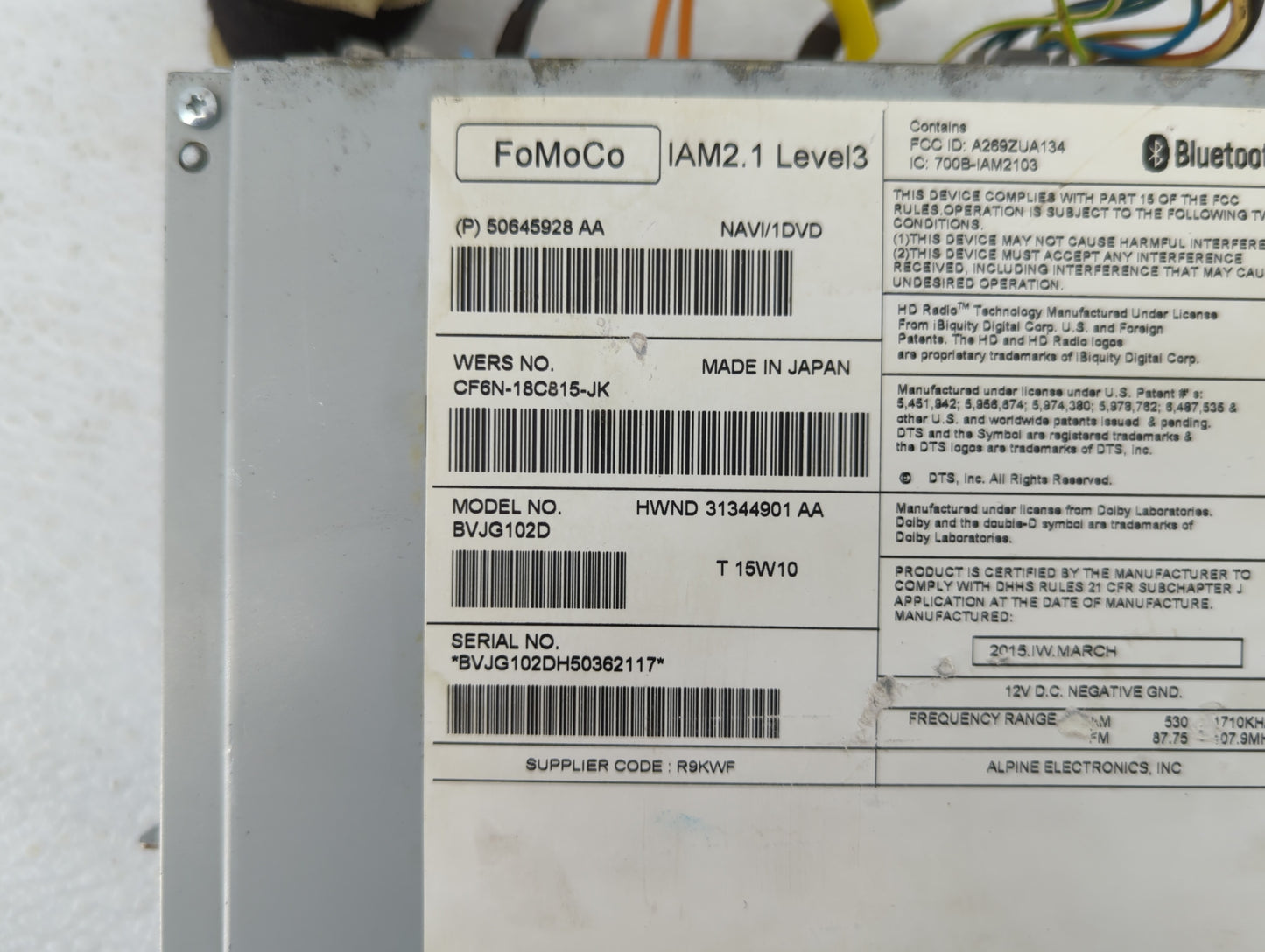 2014-2015 Jaguar Xf Am Fm Cd Player Radio Receiver - Oemusedautoparts1.com
