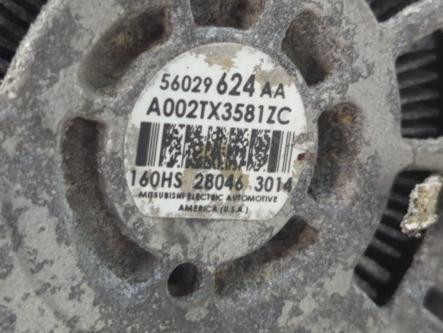 2014-2018 Jeep Cherokee Alternator Replacement Generator Charging Assembly Engine OEM P/N:56029624AC Fits OEM Used Auto Part