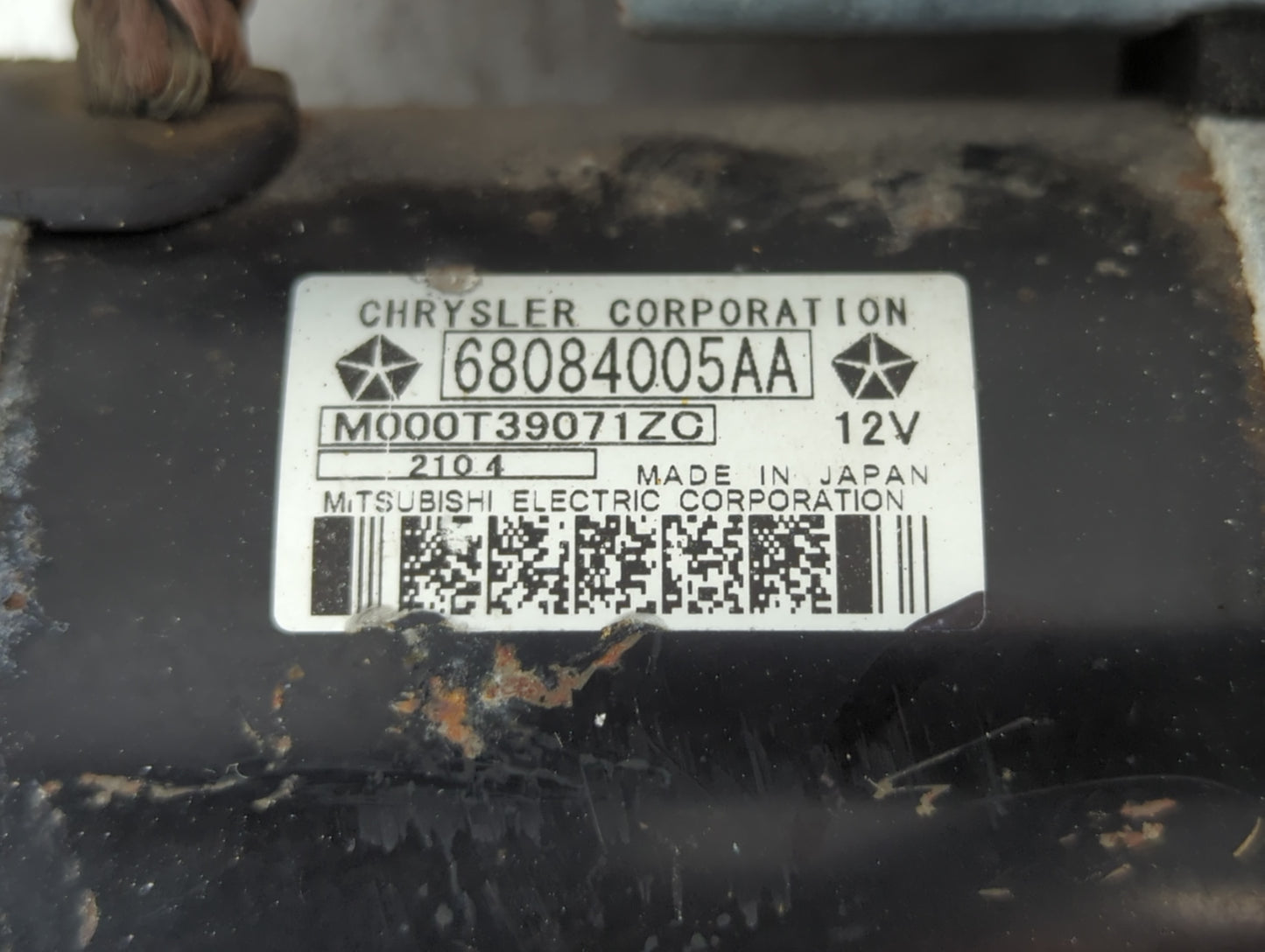 2014-2018 Jeep Cherokee Car Starter Motor Solenoid OEM P/N:M000T39071ZC 68084005AA Fits OEM Used Auto Parts - Oemusedautopar