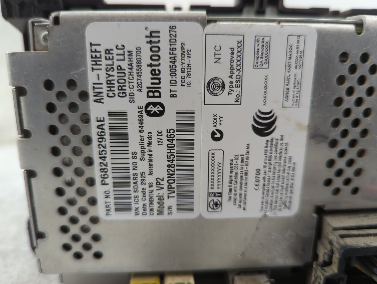 2015 Jeep Grand Cherokee Radio AM FM Cd Player Receiver Replacement P/N:P68245296AE TVPQN2845H0465 Fits OEM Used Auto Parts 