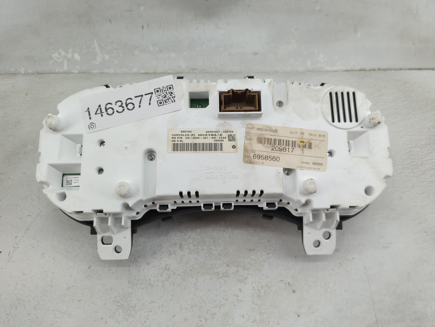 2015 Jeep Grand Cherokee Instrument Cluster Speedometer Gauges P/N:68243180AE 00997057-000158, CR-0042-341-NR-CEAE Miles:93K