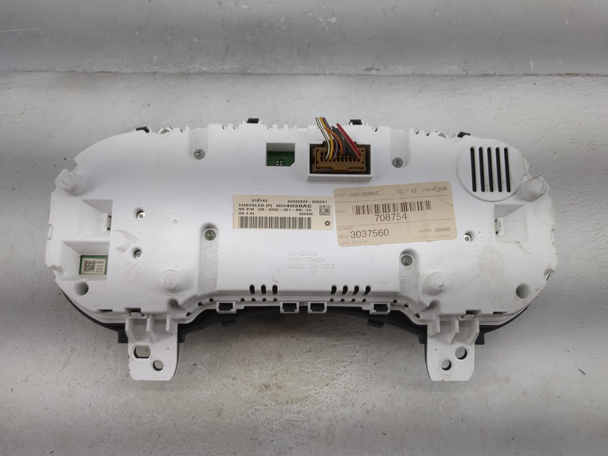 2015 Jeep Grand Cherokee Instrument Cluster Speedometer Gauges P/N:68244038AC CR-0042-321-NR-CC Miles: Fits OEM Used Auto Pa