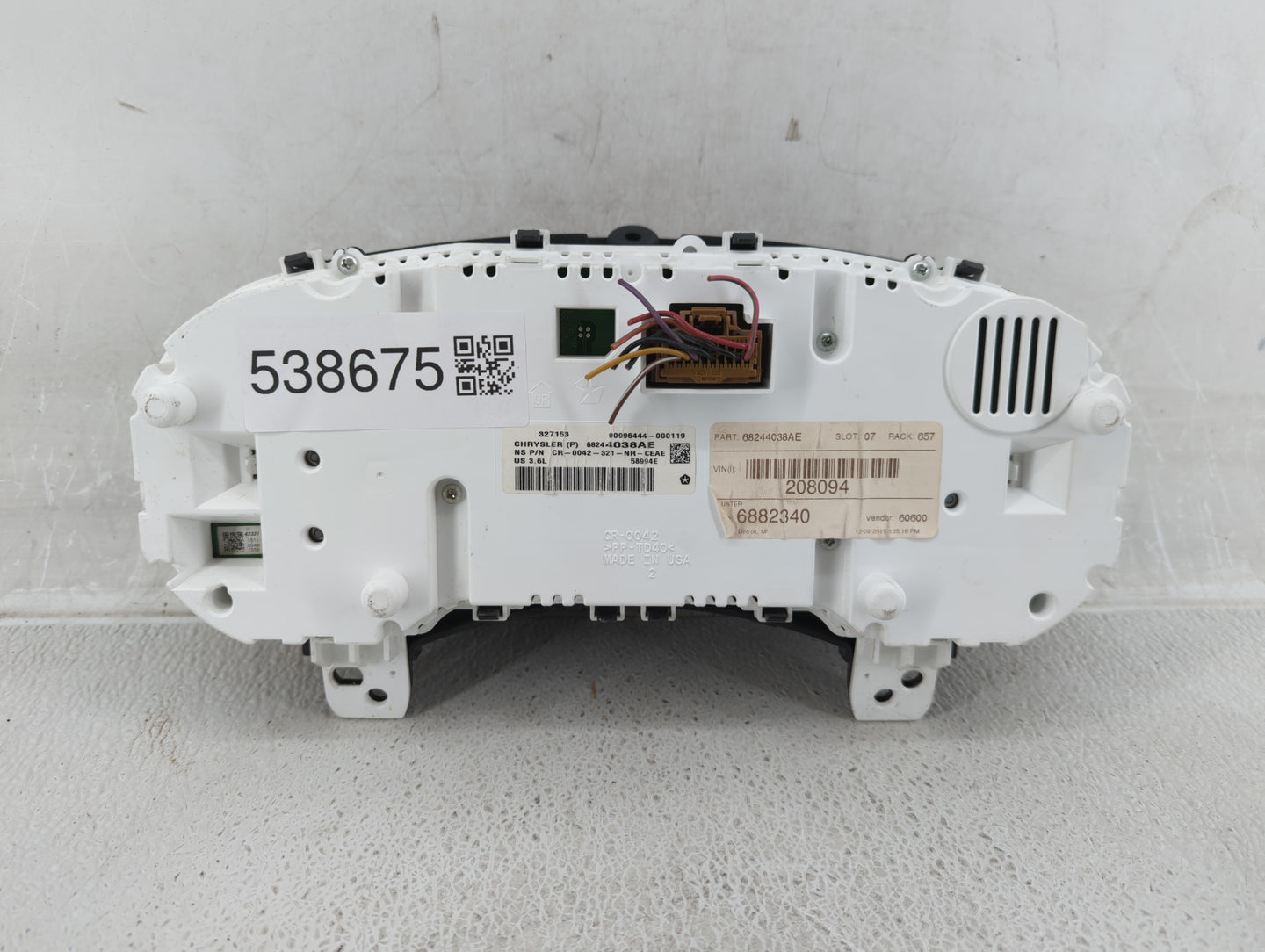 2015 Jeep Grand Cherokee Instrument Cluster Speedometer Gauges P/N:68244038AE Fits OEM Used Auto Parts - Oemusedautoparts1.c