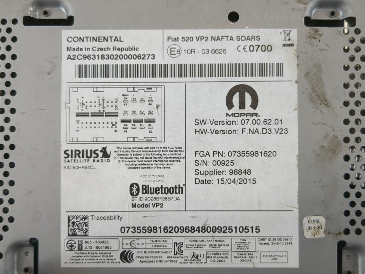 2015-2017 Jeep Renegade Radio AM FM Cd Player Receiver Replacement Fits Fits 2015 2016 2017 OEM Used Auto Parts - Oemusedaut