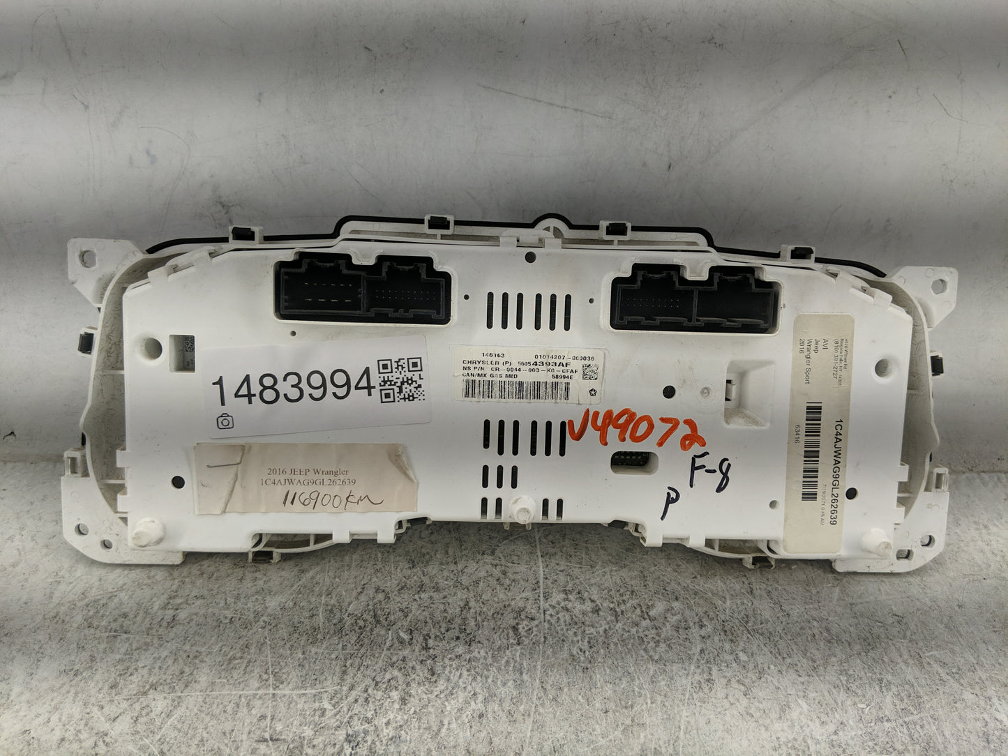 2014-2017 Jeep Wrangler Instrument Cluster Speedometer Gauges P/N:56054393AF CR-0044-003-K0-CFAF Miles: Fits OEM Used Auto P