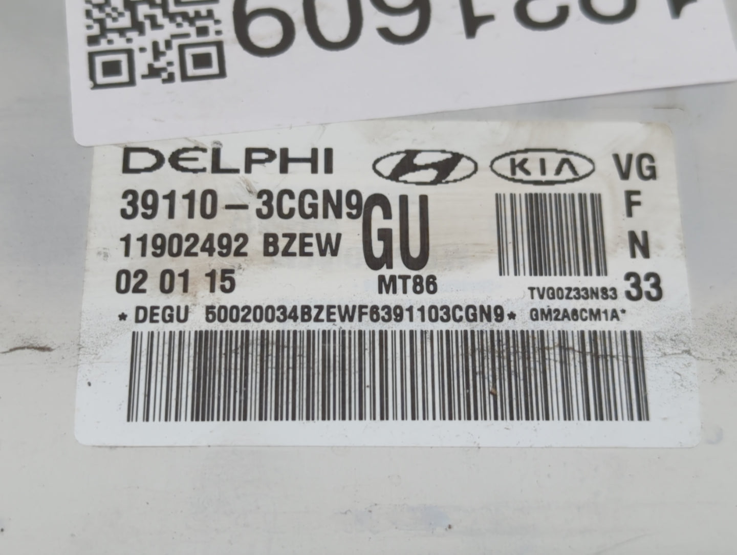 2014-2016 Kia Cadenza PCM Engine Control Computer ECU ECM PCU OEM P/N:39110-3CGN9 Fits Fits 2014 2015 2016 OEM Used Auto Par