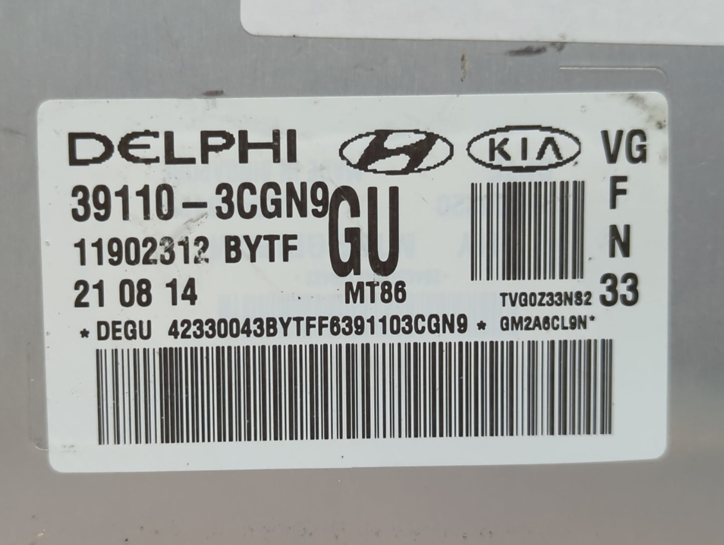 2014-2016 Kia Cadenza PCM Engine Control Computer ECU ECM PCU OEM P/N:39110-3CGN9 Fits Fits 2014 2015 2016 OEM Used Auto Par