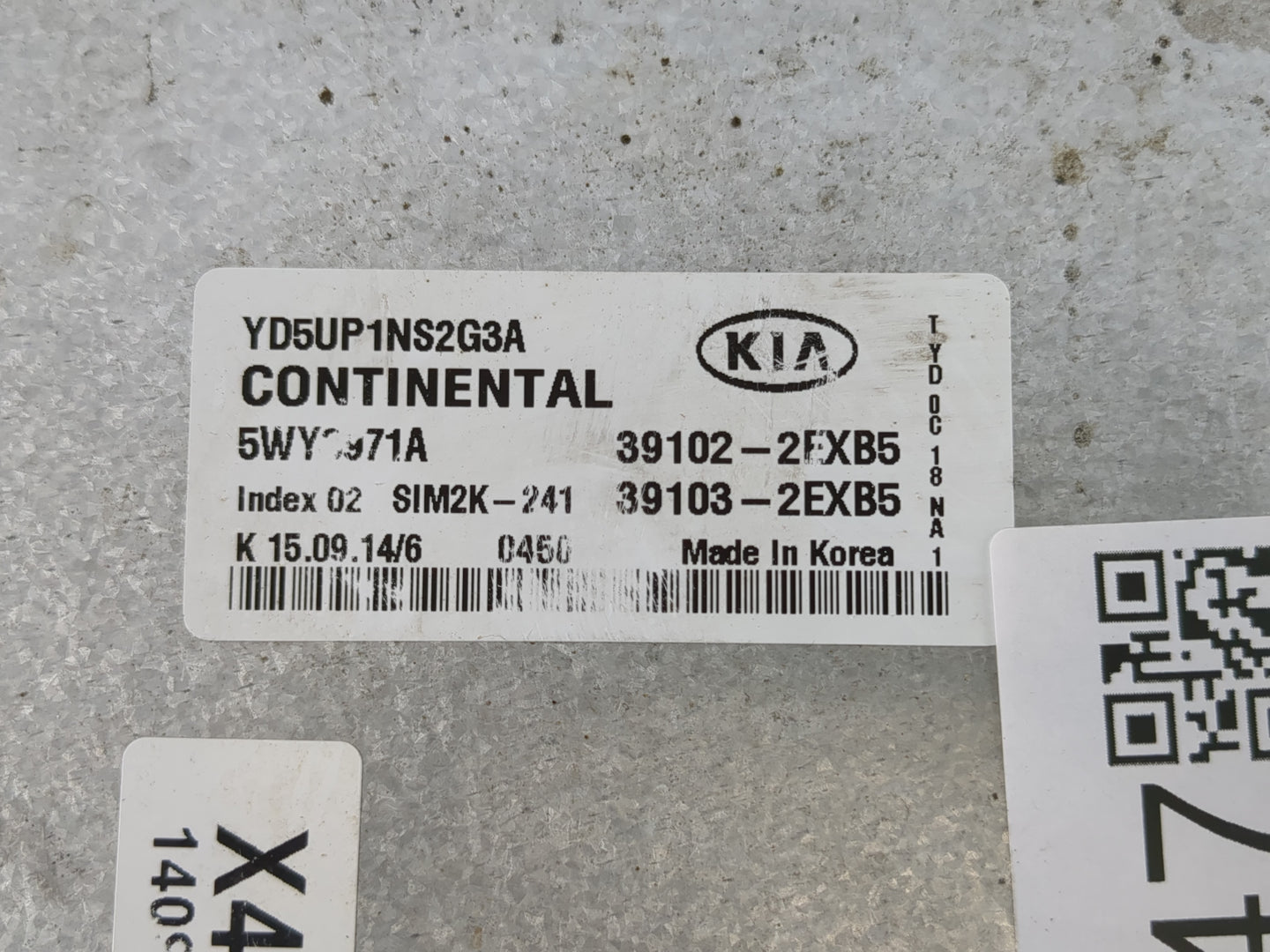 2015 Kia Forte PCM Engine Control Computer ECU ECM PCU OEM P/N:39107-2EXB5 39106-2EXB5 Fits OEM Used Auto Parts - Oemusedaut