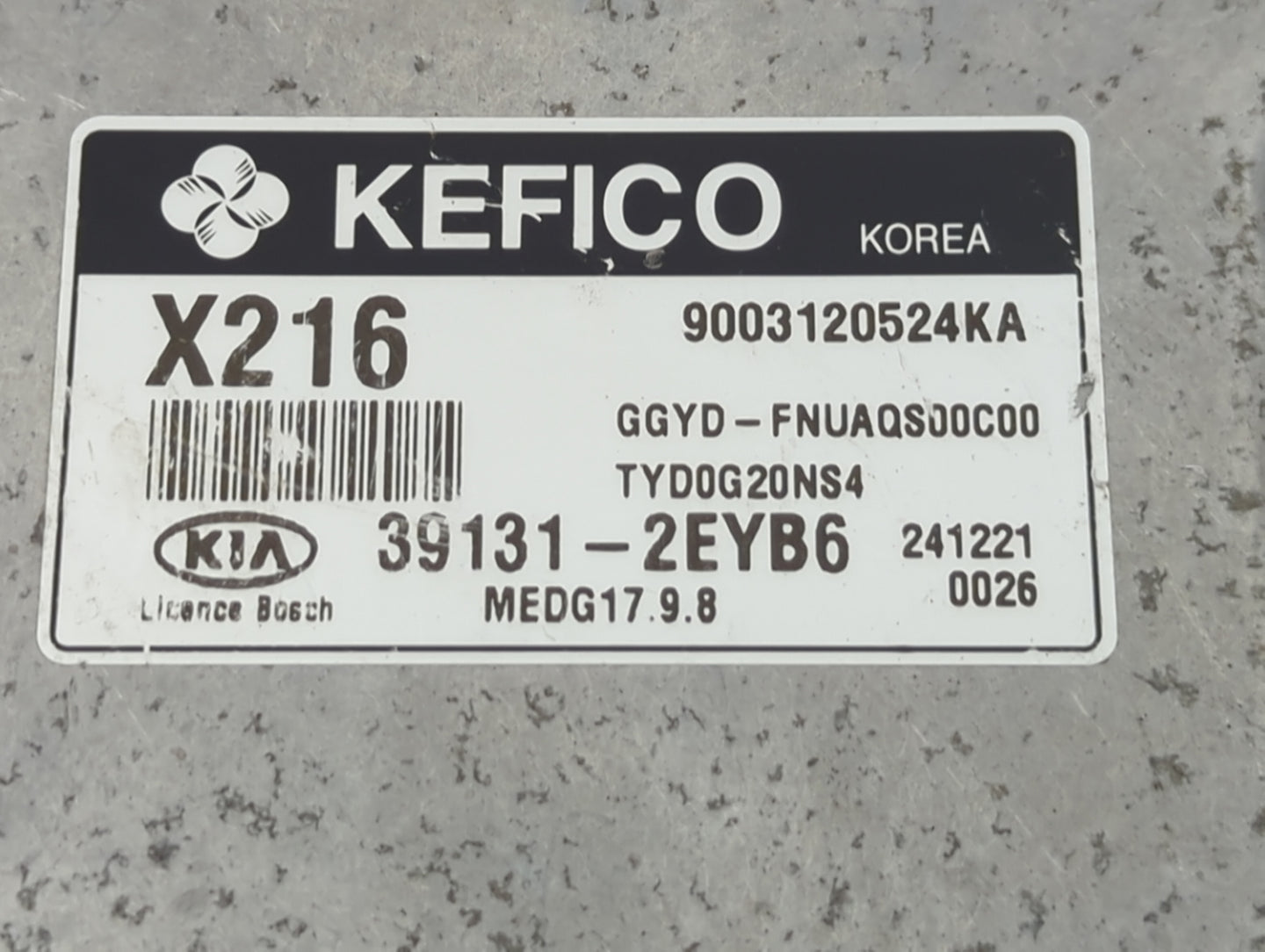 2015 Kia Forte PCM Engine Control Computer ECU ECM PCU OEM P/N:391312EYB6 9003120524KA Fits OEM Used Auto Parts - Oemusedaut