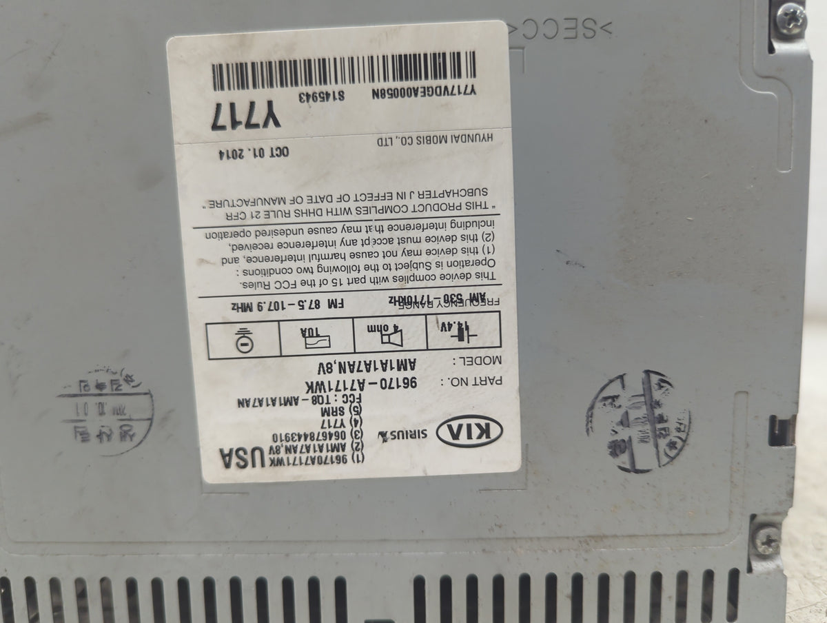 2014-2016 Kia Forte Radio AM FM Cd Player Receiver Replacement P/N:96170-A7171WK AM1A1A7AN,8V Fits Fits 2014 2015 2016 OEM U