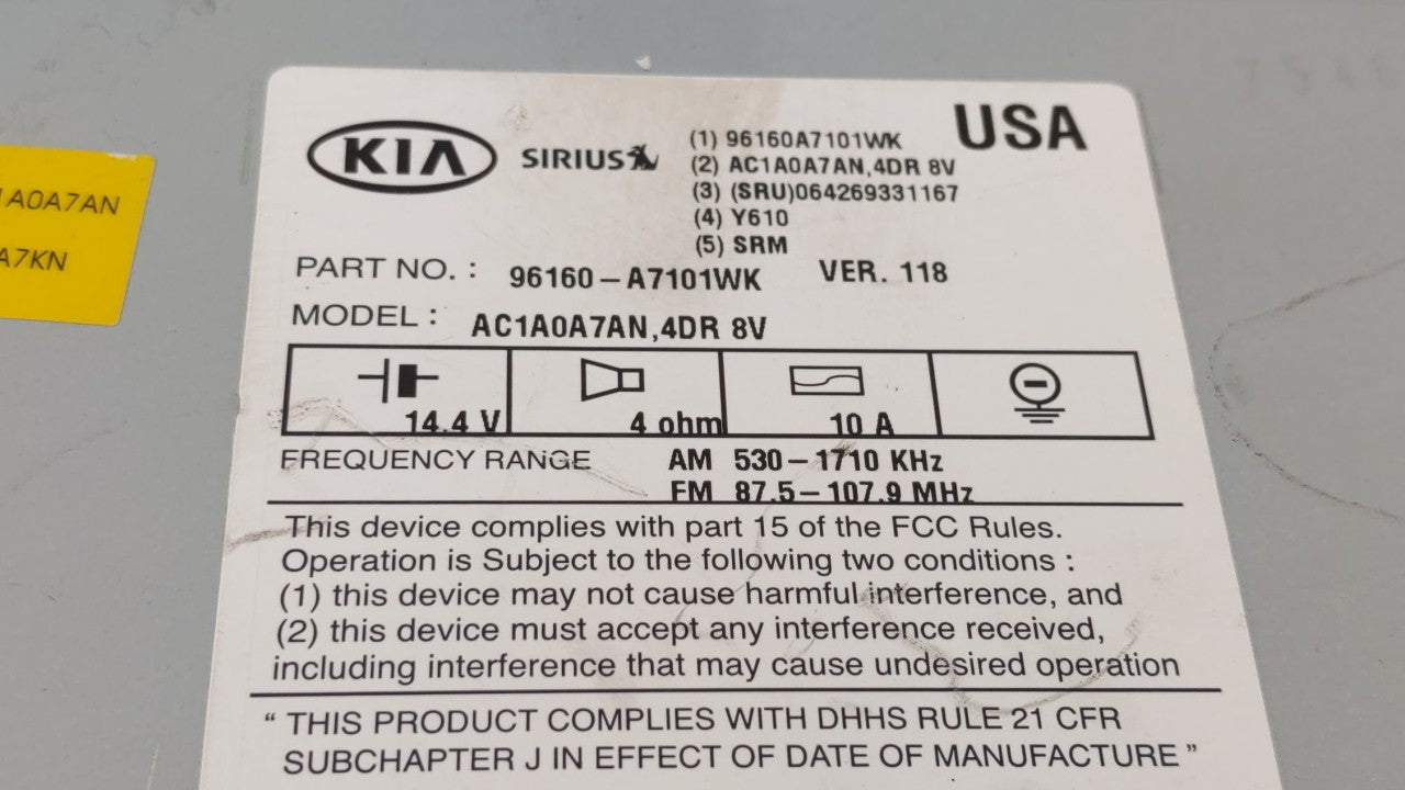 Kia Forte Am Fm Cd Player Radio Receiver - Oemusedautoparts1.com
