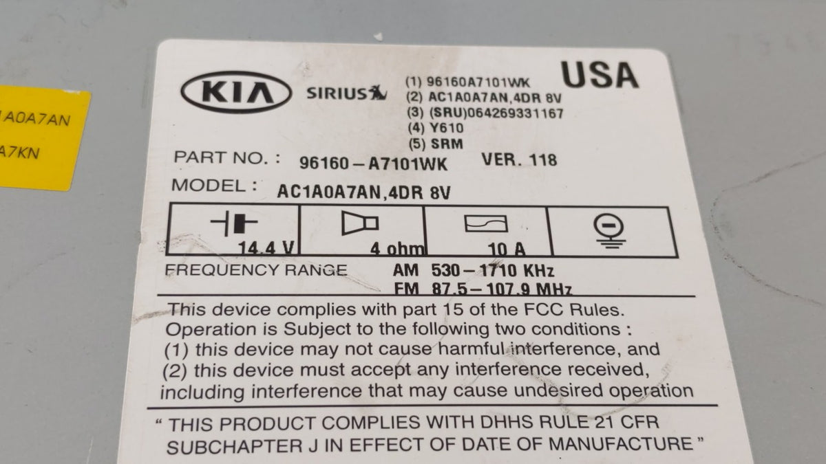 Kia Forte Am Fm Cd Player Radio Receiver 286244 - Oemusedautoparts1.com