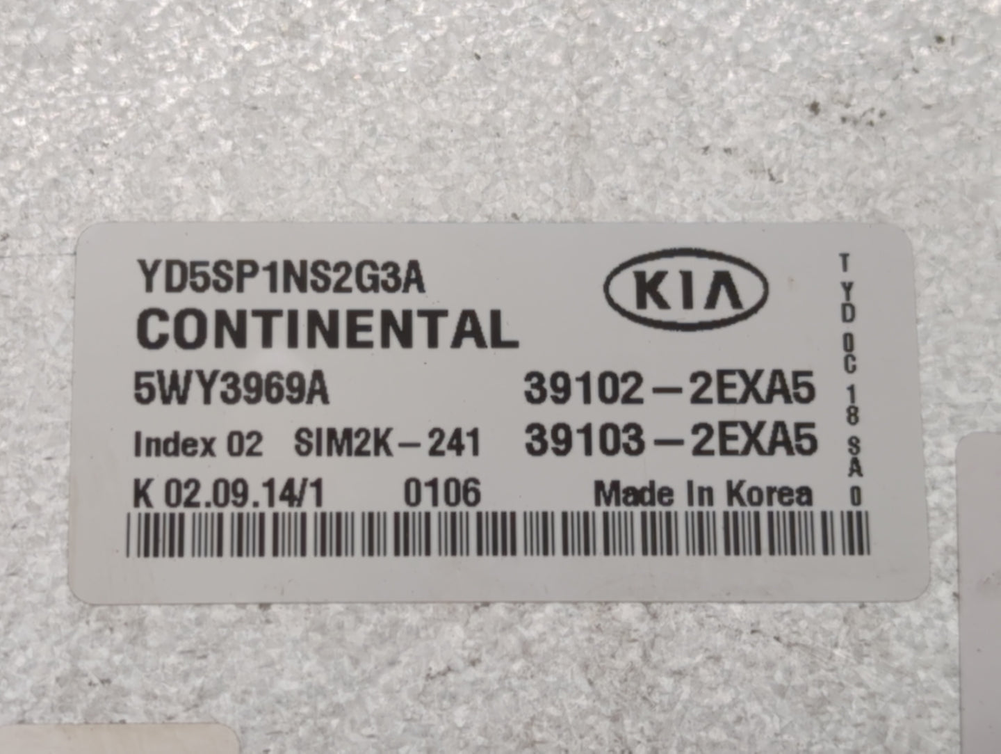 2015 Kia Forte PCM Engine Control Computer ECU ECM PCU OEM P/N:39103-2EXA5 39103-2EXA1, 39102-2EXA1, 39102-2EXA5 Fits OEM Us