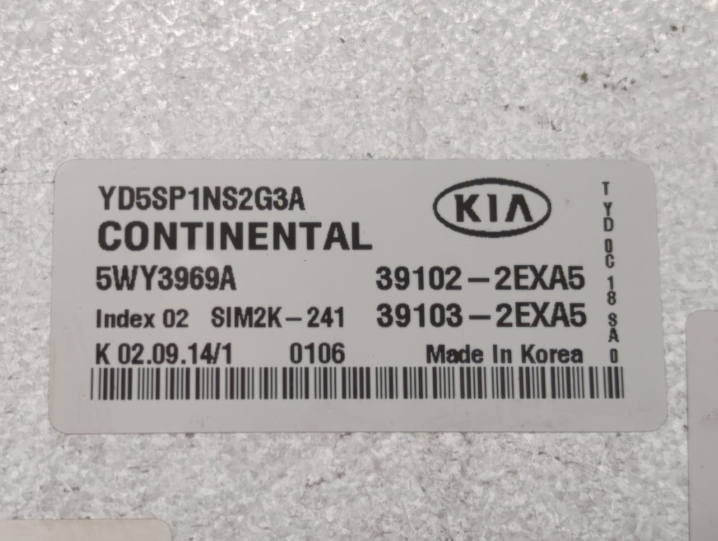 2015 Kia Forte PCM Engine Control Computer ECU ECM PCU OEM P/N:39103-2EXA5 39103-2EXA1, 39102-2EXA1, 39102-2EXA5 Fits OEM Us