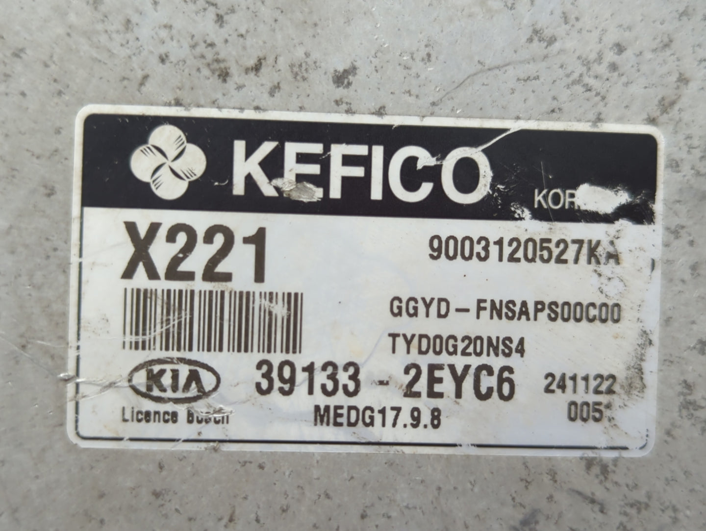 2015 Kia Forte PCM Engine Control Computer ECU ECM PCU OEM P/N:39133-2EYC6 Fits OEM Used Auto Parts - Oemusedautoparts1.com