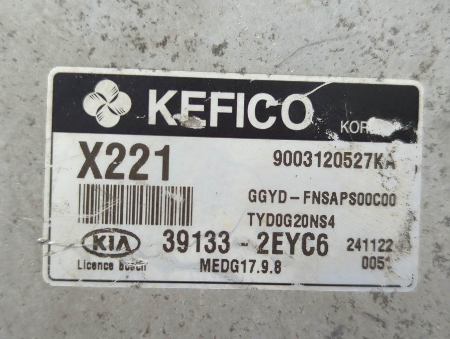 2015 Kia Forte PCM Engine Control Computer ECU ECM PCU OEM P/N:39133-2EYC6 Fits OEM Used Auto Parts - Oemusedautoparts1.com