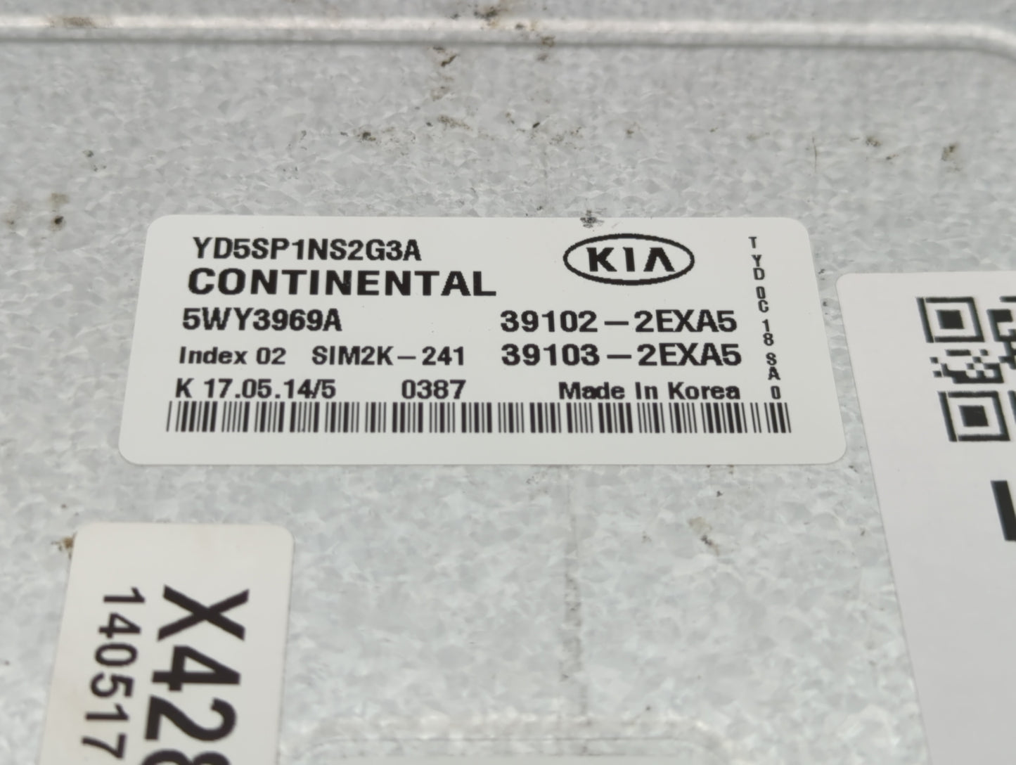 2015 Kia Forte PCM Engine Control Computer ECU ECM PCU OEM P/N:39103-2EXA5 39102-2EXA5, 39103-2EXA1, 39102-2EXA1 Fits OEM Us