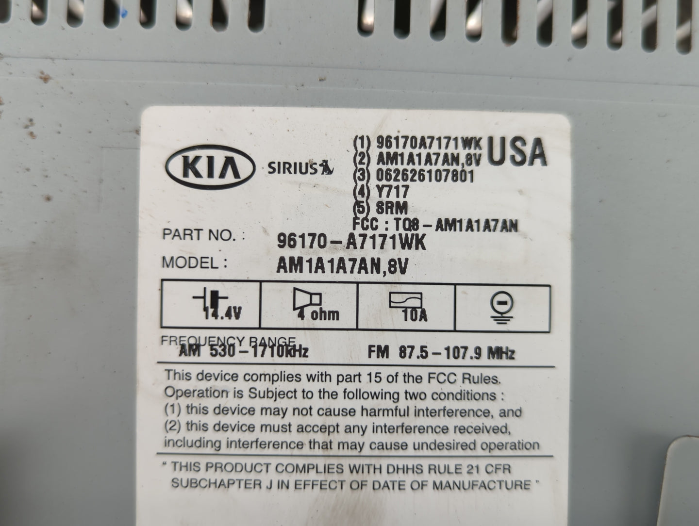2014-2016 Kia Forte Am Fm Cd Player Radio Receiver - Oemusedautoparts1.com