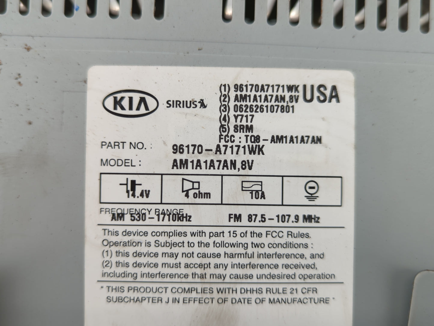 2014-2016 Kia Forte Am Fm Cd Player Radio Receiver - Oemusedautoparts1.com