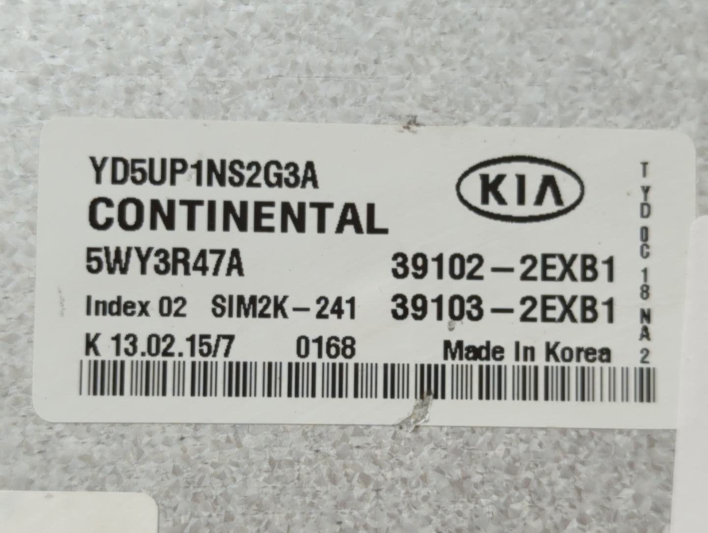 2015 Kia Forte PCM Engine Control Computer ECU ECM PCU OEM P/N:39103-2EXB5 39102-2EXB5 Fits OEM Used Auto Parts - Oemusedaut