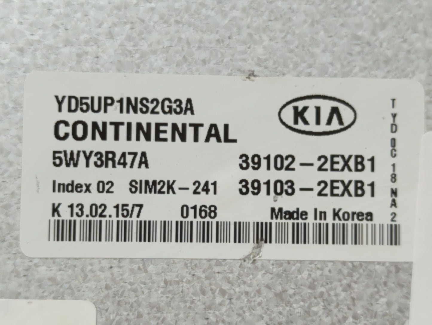 2015 Kia Forte PCM Engine Control Computer ECU ECM PCU OEM P/N:39103-2EXB5 39102-2EXB5 Fits OEM Used Auto Parts - Oemusedaut