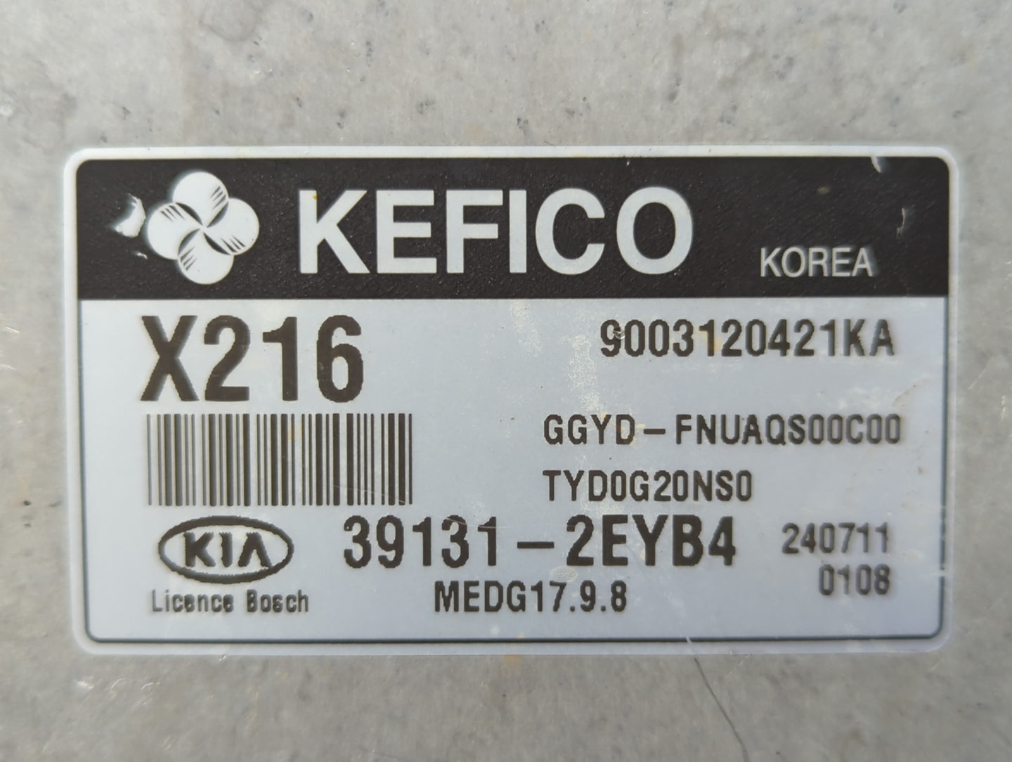 2015 Kia Forte PCM Engine Control Computer ECU ECM PCU OEM P/N:39131-2EYB4 Fits OEM Used Auto Parts - Oemusedautoparts1.com