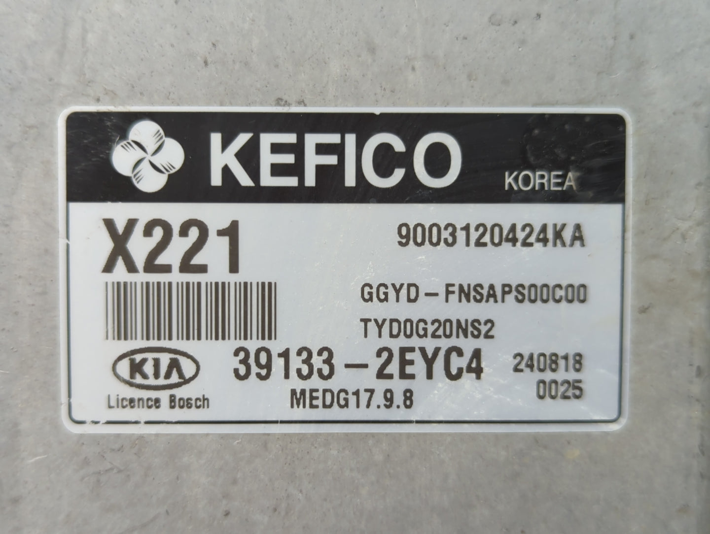 2015 Kia Forte PCM Engine Control Computer ECU ECM PCU OEM P/N:39133-2EYC4 39133-2EYB6, 39133-2EYC6 Fits OEM Used Auto Parts