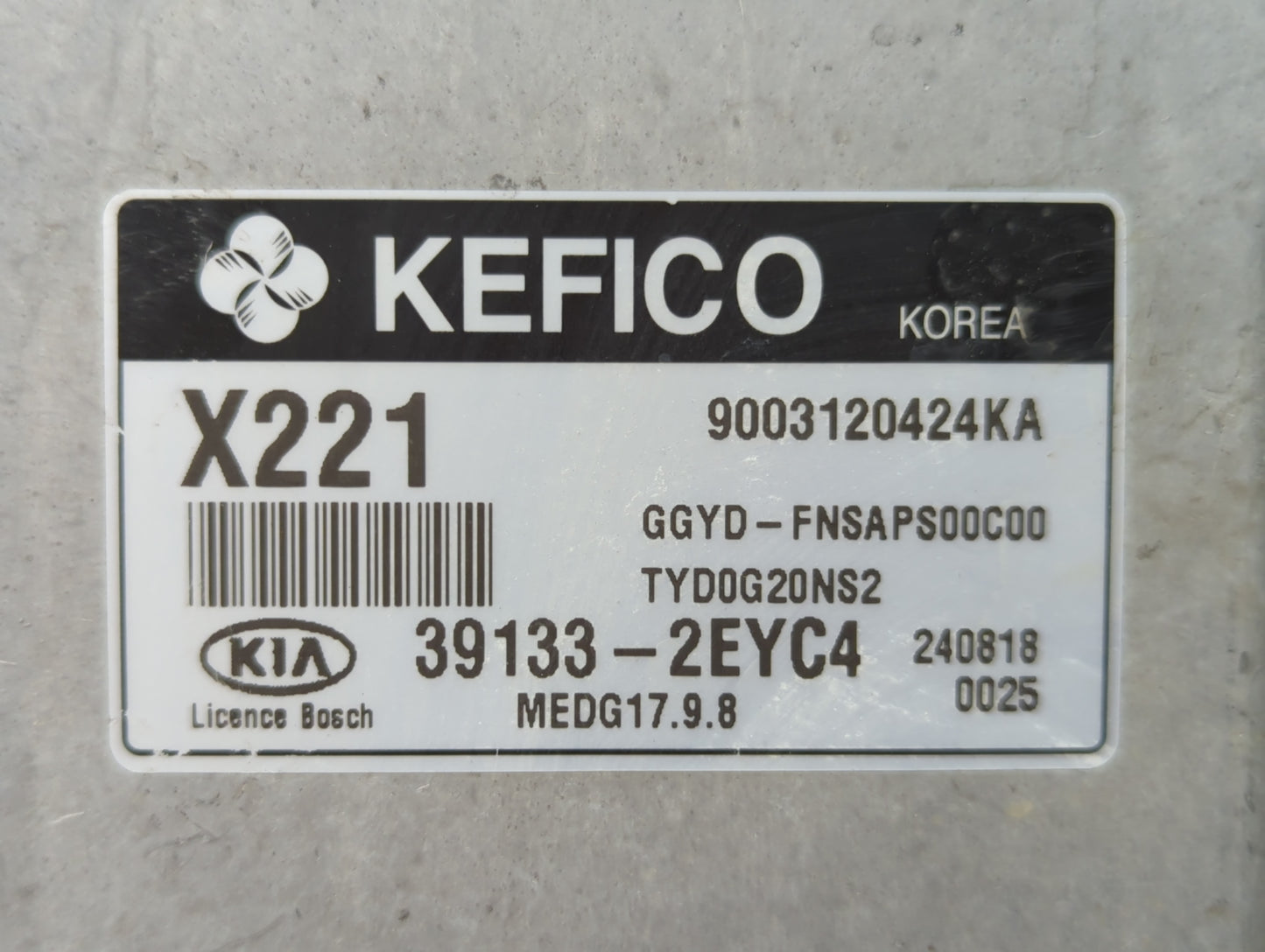 2015 Kia Forte PCM Engine Control Computer ECU ECM PCU OEM P/N:39133-2EYC4 39133-2EYB6, 39133-2EYC6 Fits OEM Used Auto Parts