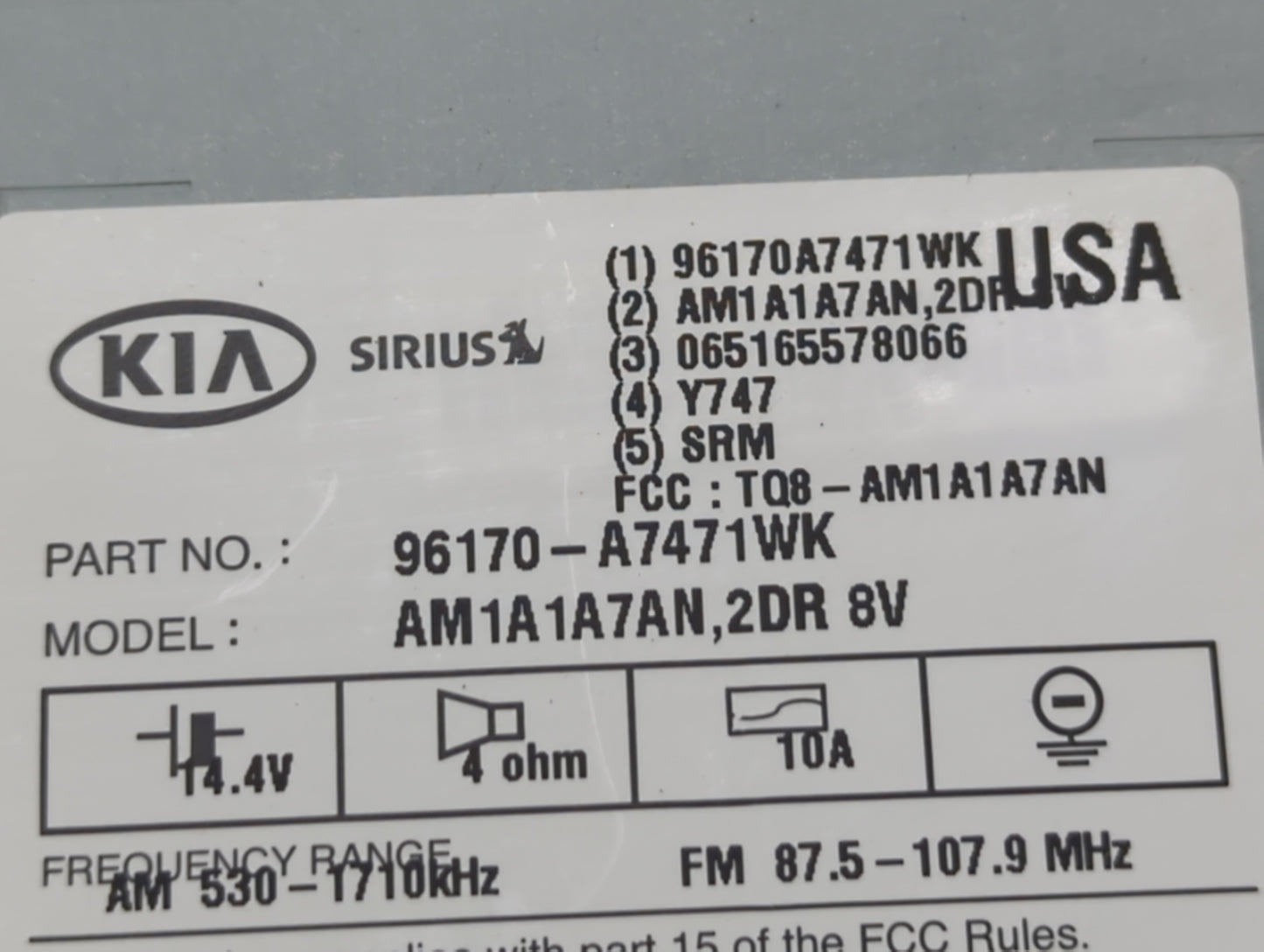 Kia Forte Am Fm Cd Player Radio Receiver - Oemusedautoparts1.com