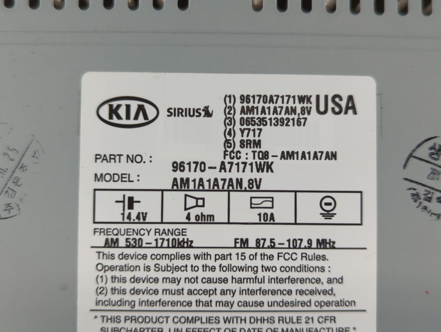 2014-2016 Kia Forte Am Fm Cd Player Radio Receiver - Oemusedautoparts1.com