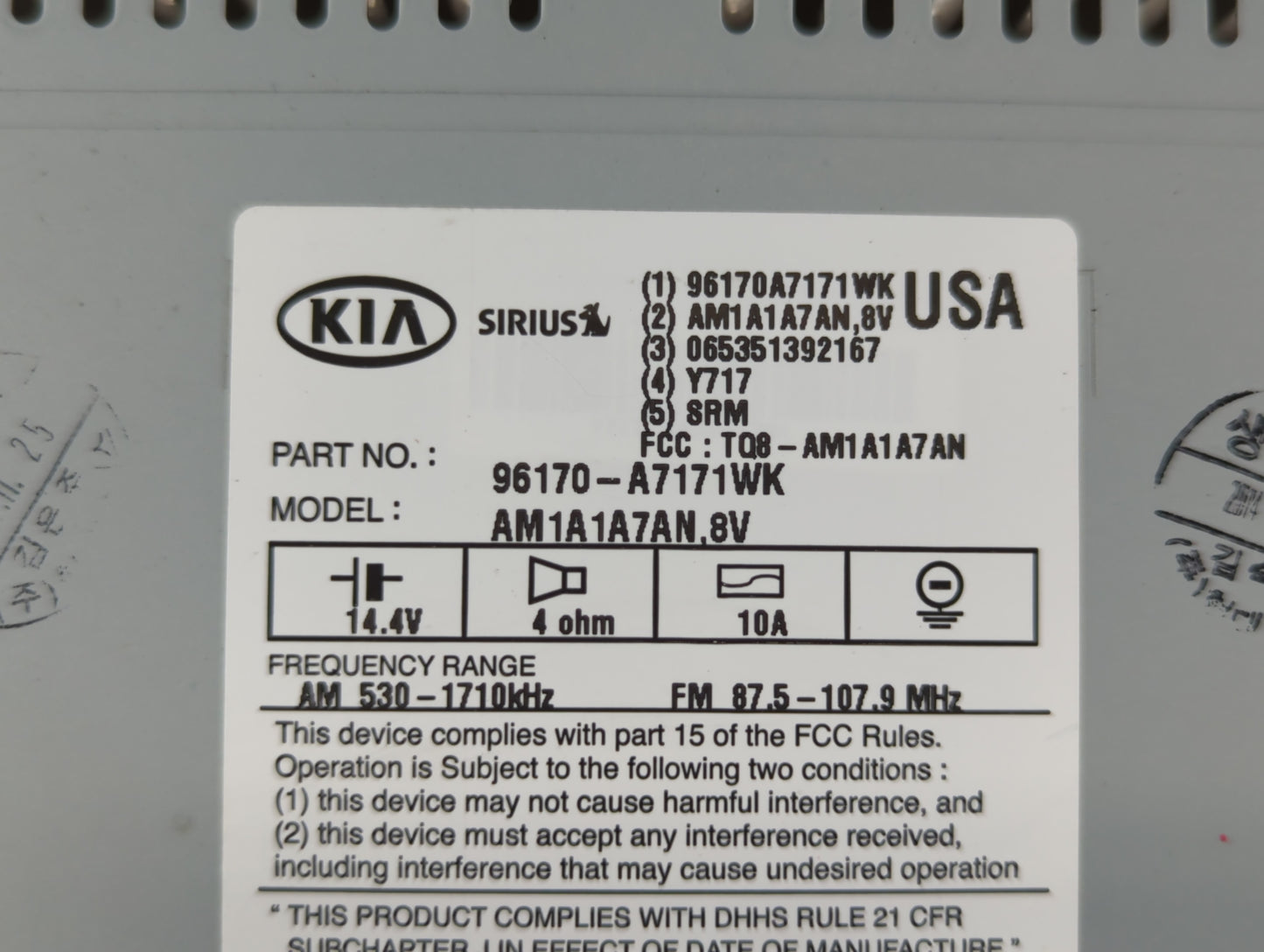 2014-2016 Kia Forte Am Fm Cd Player Radio Receiver - Oemusedautoparts1.com