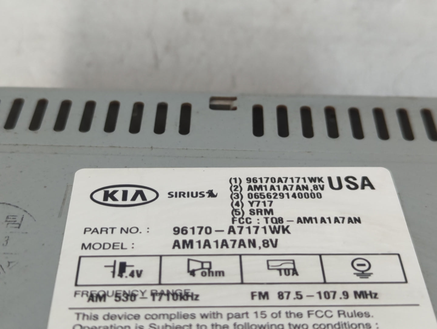 2014-2016 Kia Forte Radio AM FM Cd Player Receiver Replacement P/N:96170-A7171WK Fits Fits 2014 2015 2016 OEM Used Auto Part