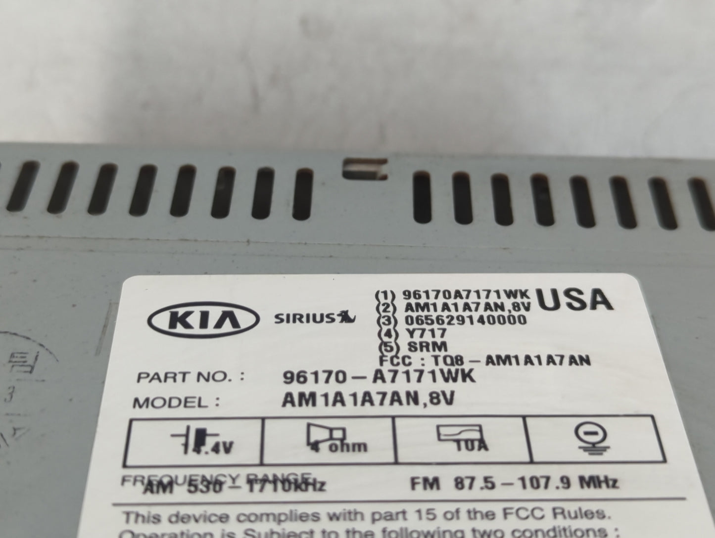 2014-2016 Kia Forte Radio AM FM Cd Player Receiver Replacement P/N:96170-A7171WK Fits Fits 2014 2015 2016 OEM Used Auto Part