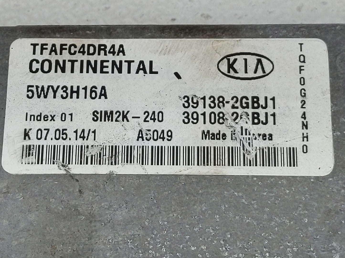 2014-2015 Kia Optima PCM Engine Control Computer ECU ECM PCU OEM P/N:39108-2GBJ1 39138-2GBJ1 Fits Fits 2014 2015 OEM Used Au