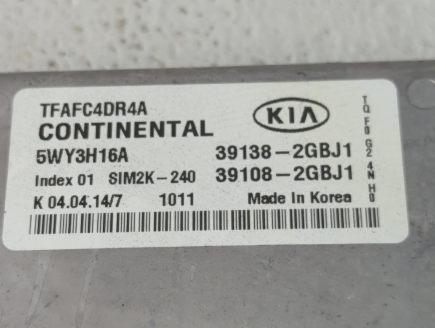 2015 Kia Optima PCM Engine Control Computer ECU ECM PCU OEM P/N:39108-2GBJ1 39138-2GBJ1 Fits OEM Used Auto Parts - Oemusedau